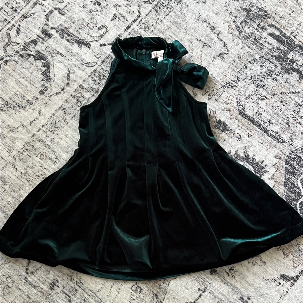 GB Girls Dark Green Velvet Formal Dress